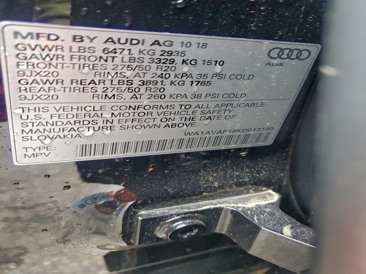 2019 Audi Q8 Premium VIN: WA1AVAF18KD013130 Lot: 93316715