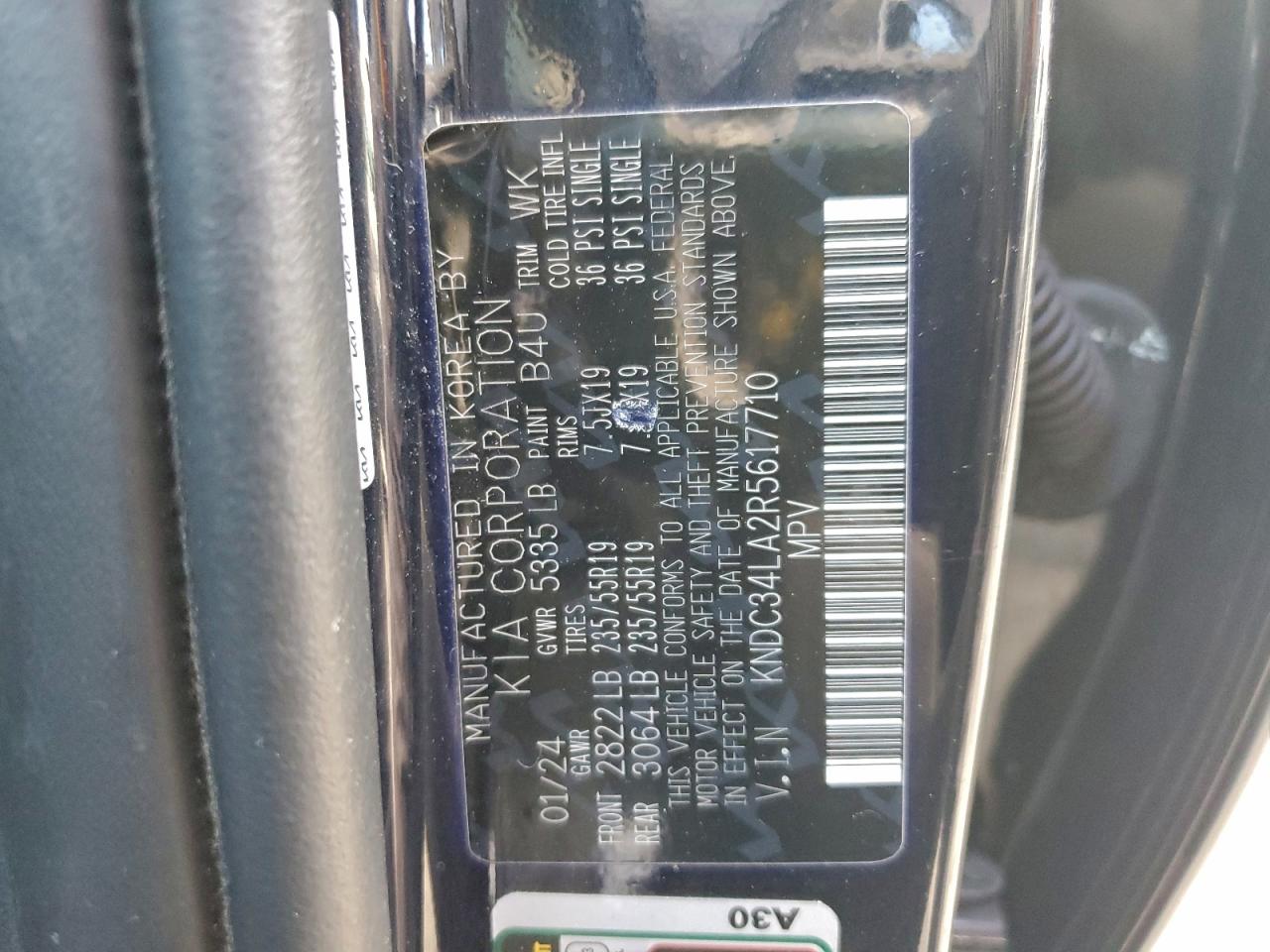 2024 Kia Ev6 Light VIN: KNDC34LA2R5617710 Lot: 95154305