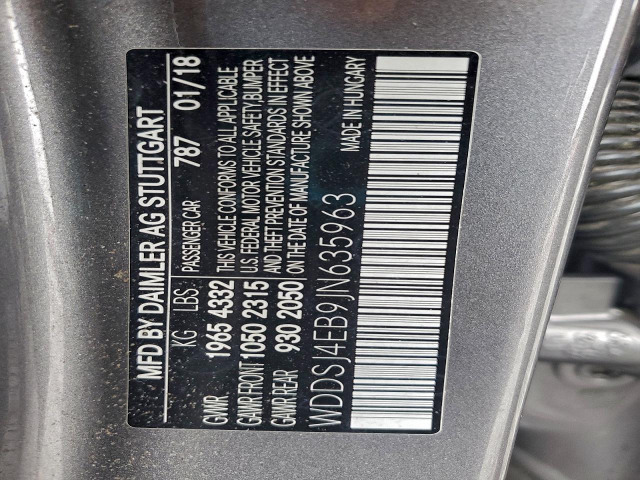 2018 Mercedes-Benz Cla 250 VIN: WDDSJ4EB9JN635963 Lot: 94732435