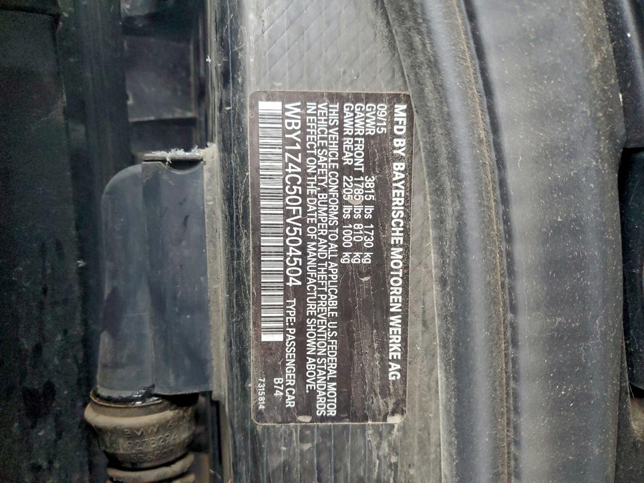 2015 BMW I3 Rex VIN: WBY1Z4C50FV504504 Lot: 95009135