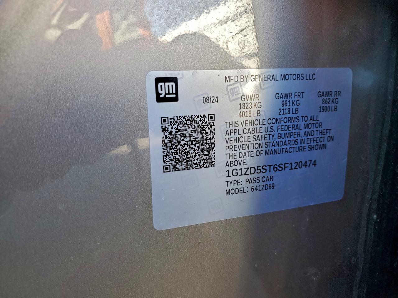 2025 Chevrolet Malibu Lt VIN: 1G1ZD5ST6SF120474 Lot: 96187015