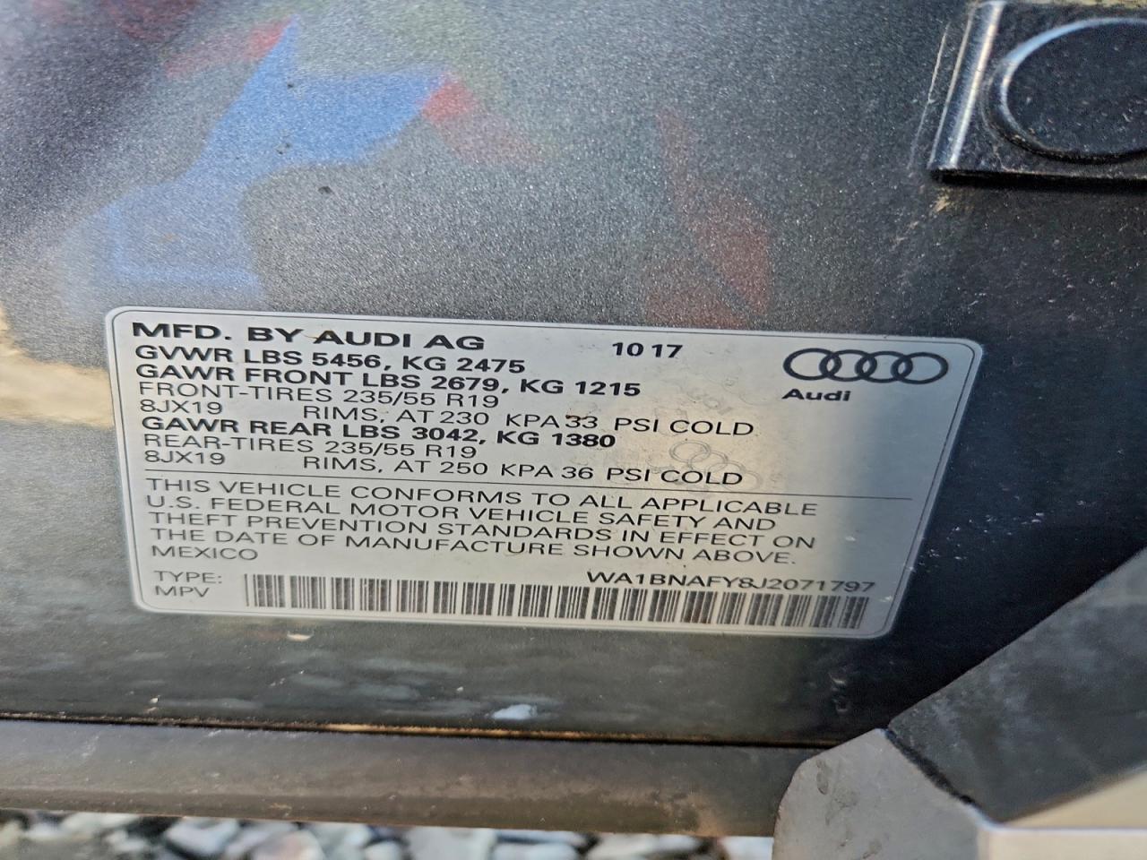 2018 Audi Q5 Premium Plus VIN: WA1BNAFY8J2071797 Lot: 95633075