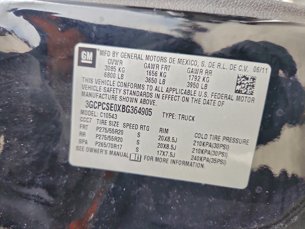 2011 Chevrolet Silverado C1500 Lt VIN: 3GCPCSE0XBG364905 Lot: 94491775