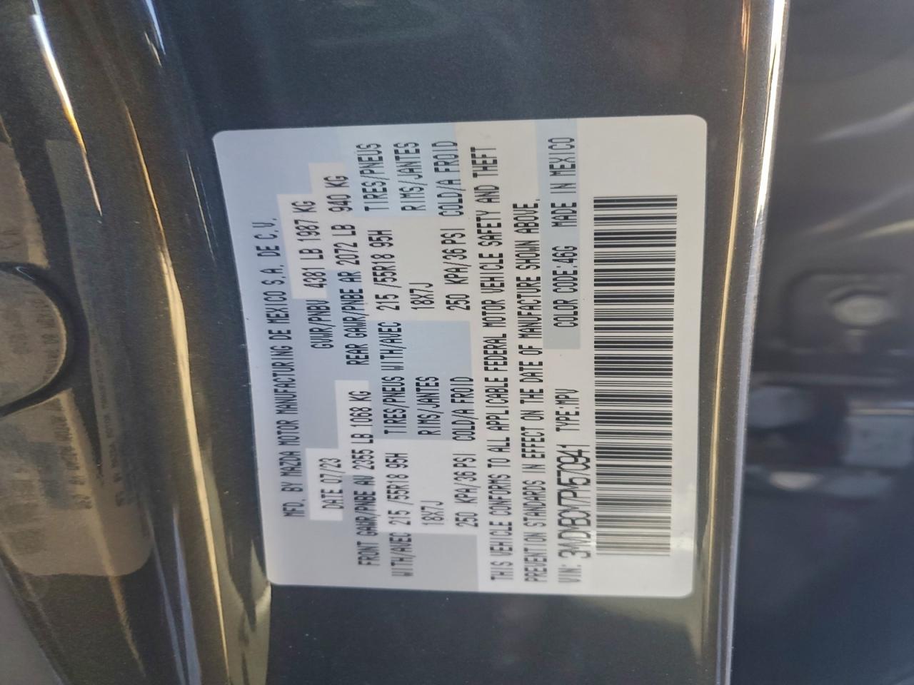 2023 Mazda Cx-30 Preferred VIN: 3MVDMBCM7PM570941 Lot: 94505495