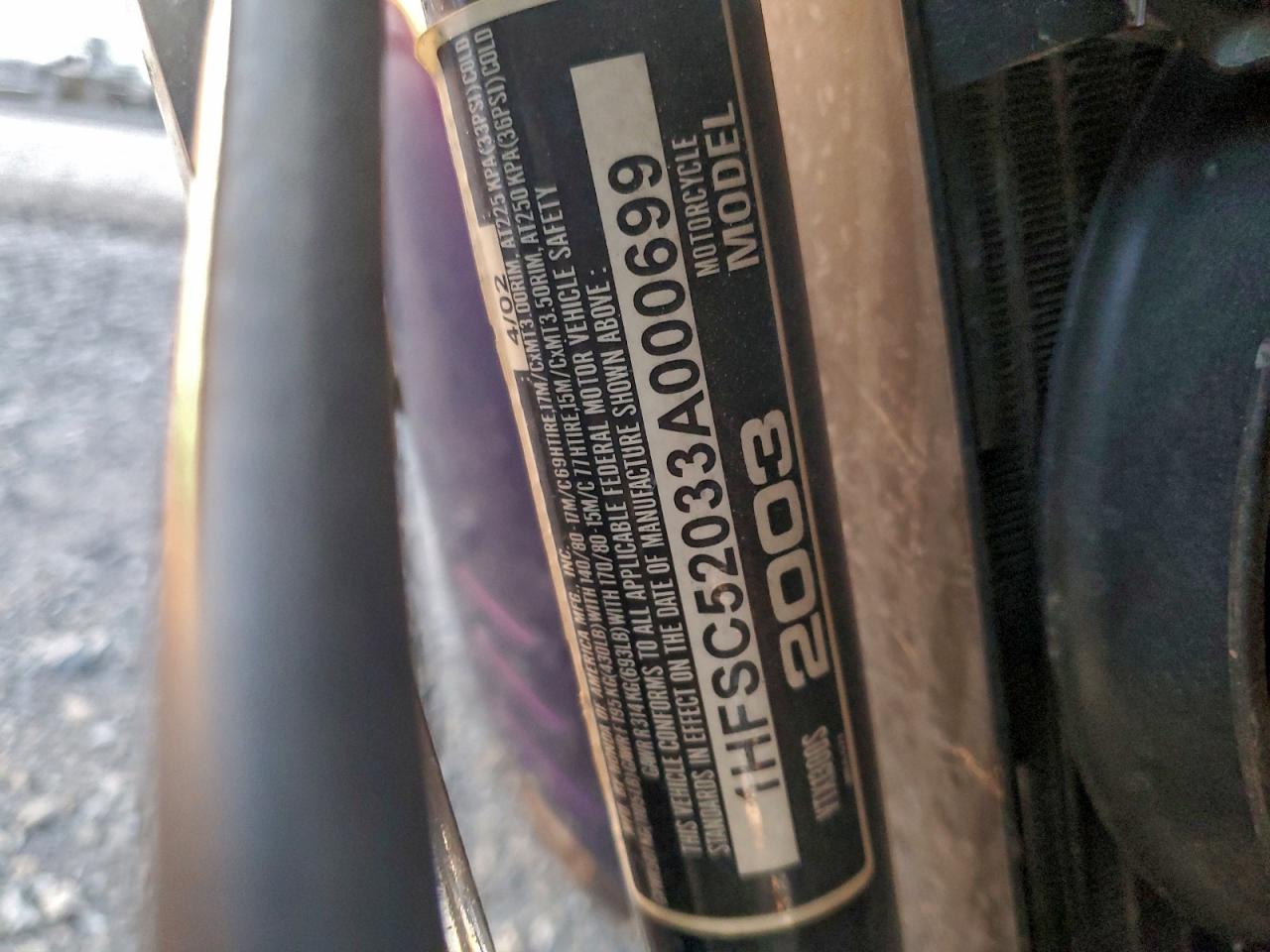 2003 Honda Vt1300 S VIN: 1HFSC52033A000699 Lot: 94475235