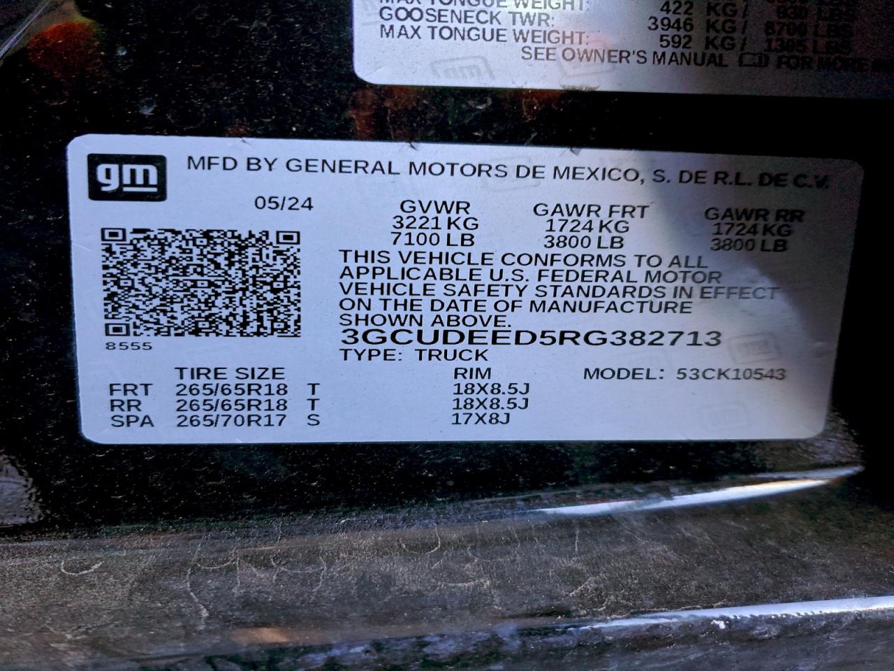 2024 Chevrolet Silverado K1500 Rst VIN: 3GCUDEED5RG382713 Lot: 95072405