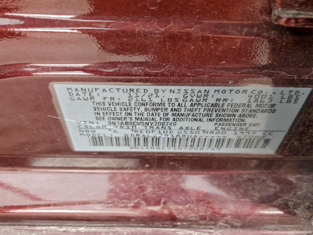 2022 Nissan Sentra Sv VIN: 3N1AB8CV5NY208749 Lot: 94478715