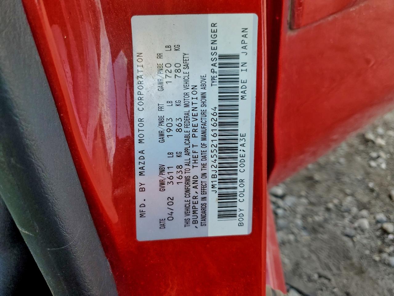 2002 Mazda Protege Pr5 VIN: JM1BJ245521616264 Lot: 95169045