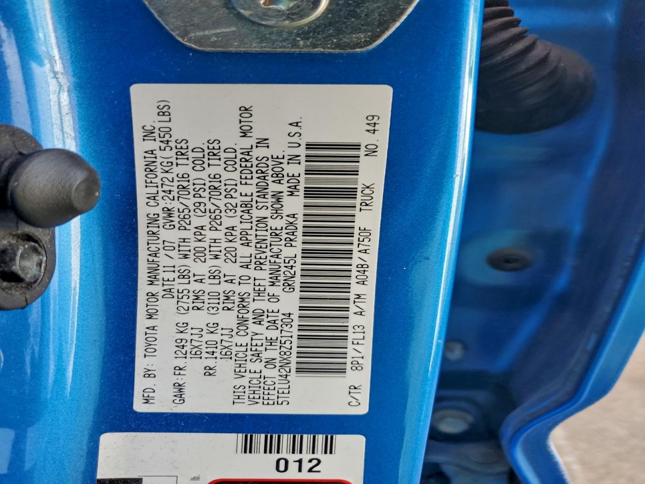 2008 Toyota Tacoma Double Cab VIN: 5TELU42NX8Z517304 Lot: 96117685