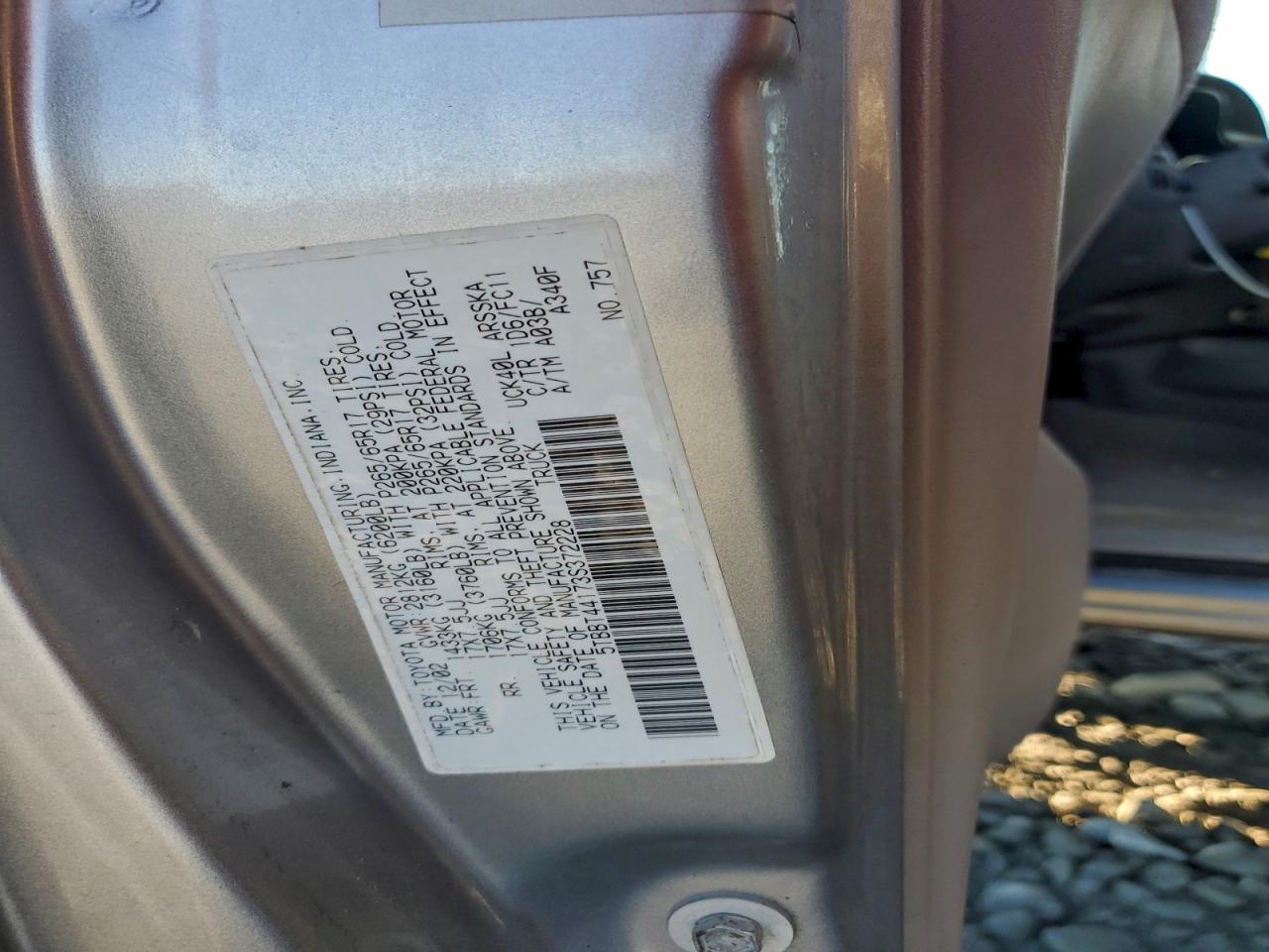 2003 Toyota Tundra Access Cab Sr5 VIN: 5TBBT44173S372228 Lot: 93983875