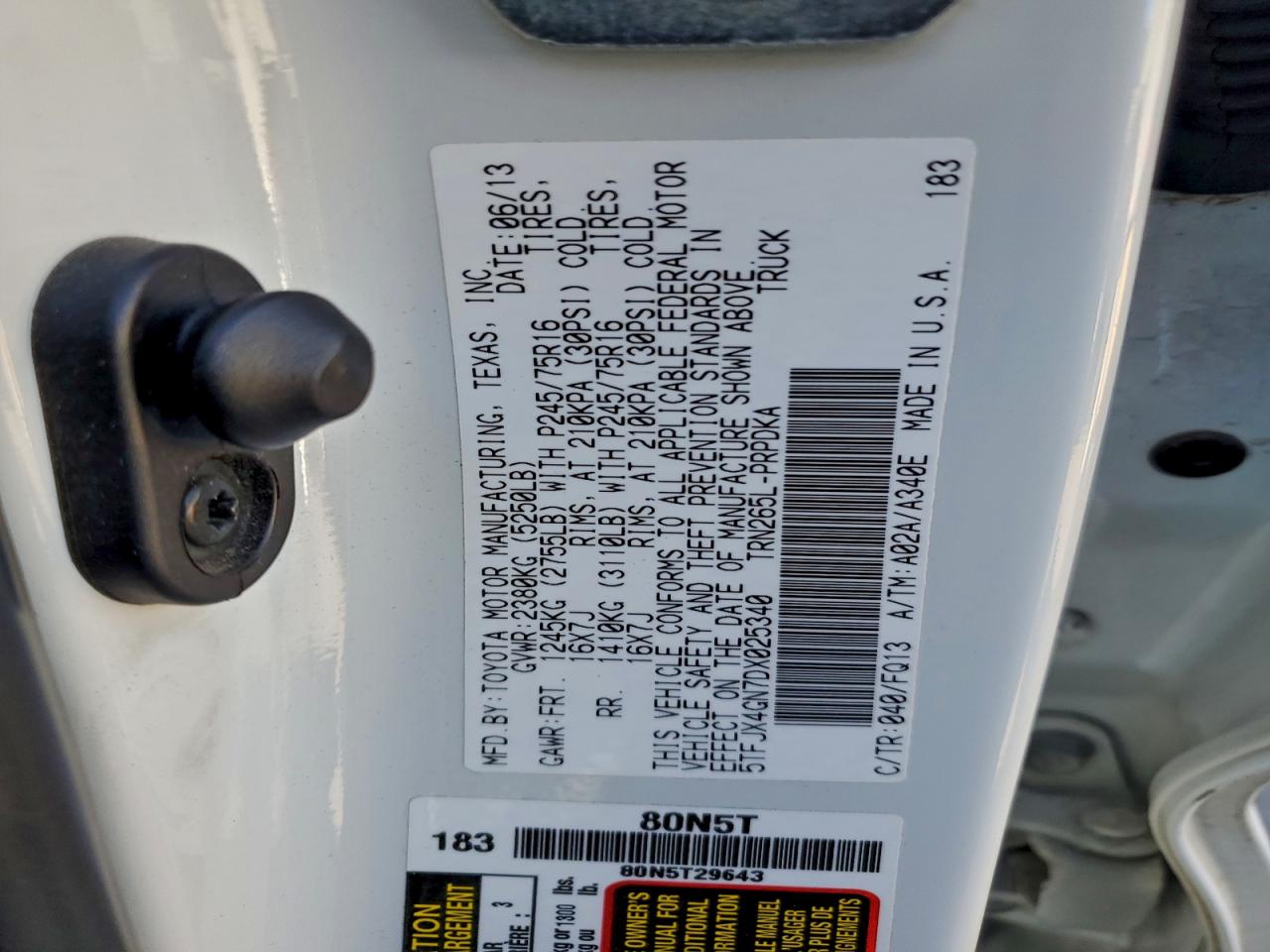 2013 Toyota Tacoma Double Cab VIN: 5TFJX4GN7DX025340 Lot: 96192755