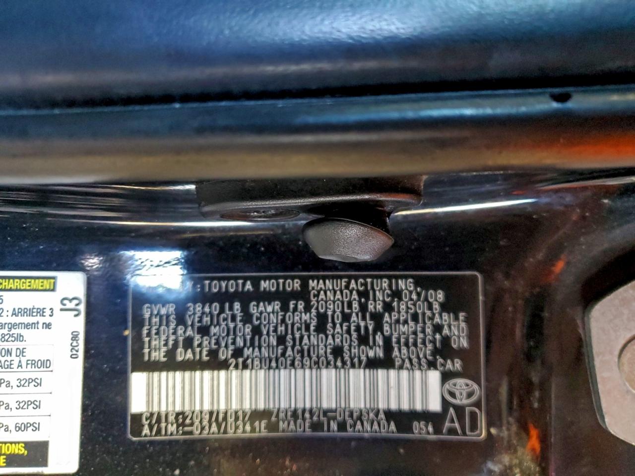 2009 Toyota Corolla Base VIN: 2T1BU40E69C034317 Lot: 94580935