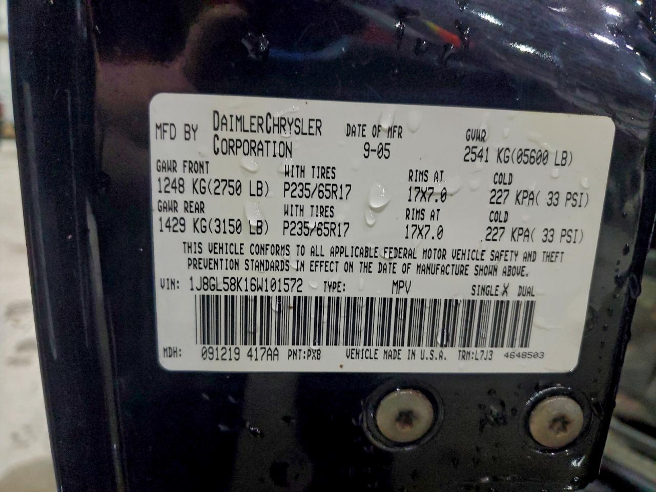 2006 Jeep Liberty Limited VIN: 1J8GL58K16W101572 Lot: 93750565