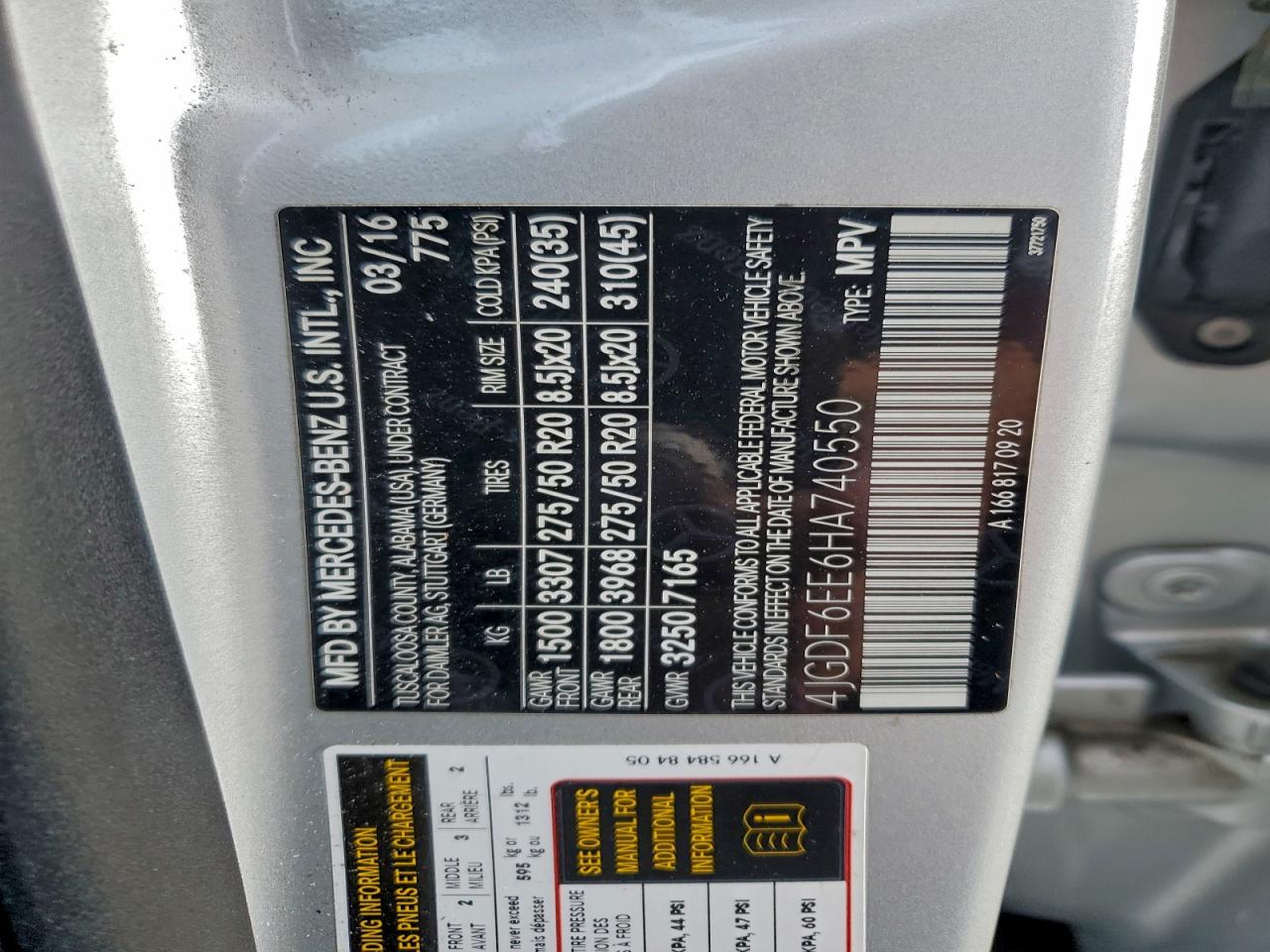 2017 Mercedes-Benz Gls 450 4Matic VIN: 4JGDF6EE6HA740550 Lot: 94793325