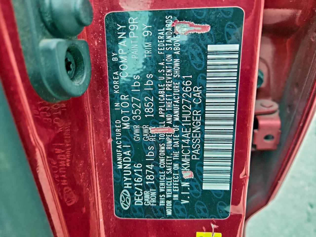 2017 Hyundai Accent Se VIN: KMHCT4AE1HU272661 Lot: 95650505