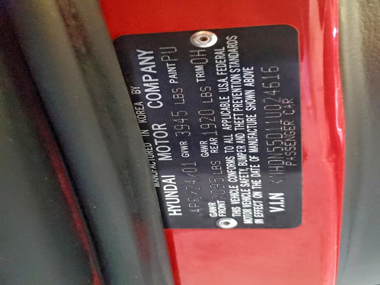 2001 Hyundai Elantra Gls VIN: KMHDN55D11U024616 Lot: 96226525