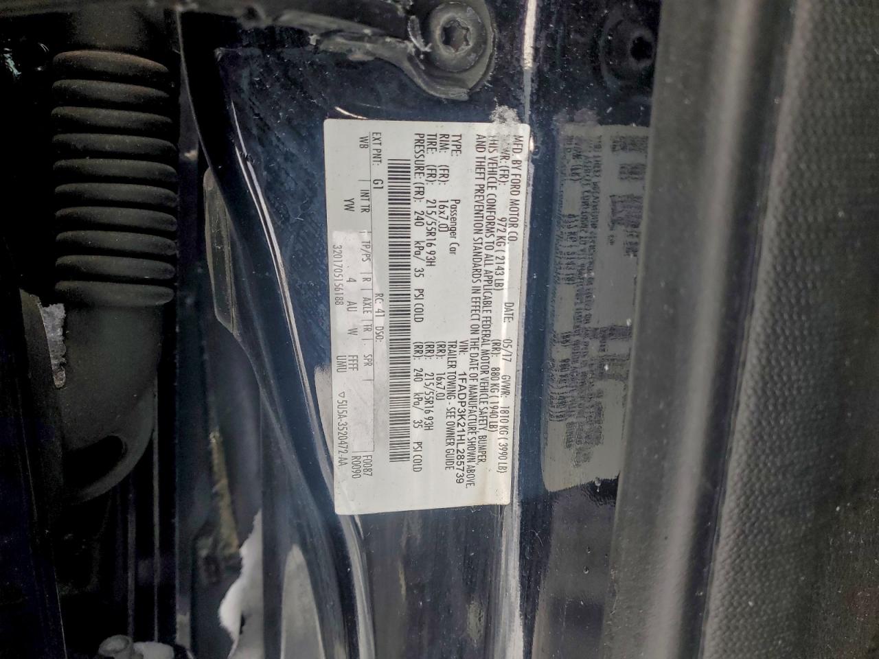 2017 Ford Focus Se VIN: 1FADP3K21HL285739 Lot: 94791705