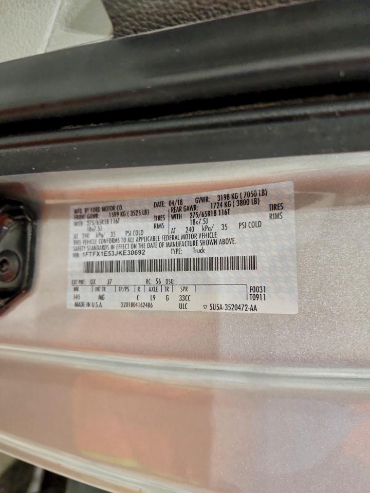 2018 Ford F150 Super Cab VIN: 1FTFX1E53JKE30692 Lot: 94979745