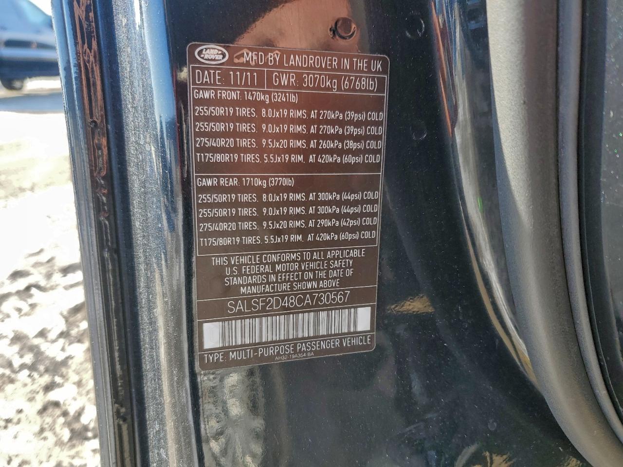 2012 Land Rover Range Rover Sport Hse VIN: SALSF2D48CA730567 Lot: 95876195