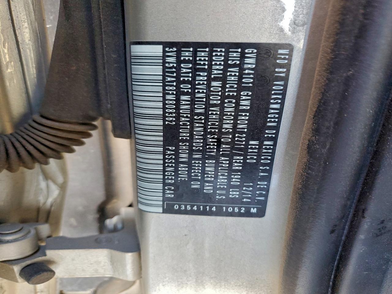 2015 Volkswagen Beetle 1.8T VIN: 3VW517AT8FM808362 Lot: 94696545