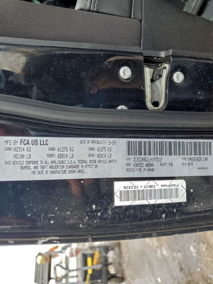 2020 Dodge Charger Sxt VIN: 2C3CDXBG1LH147212 Lot: 96798505