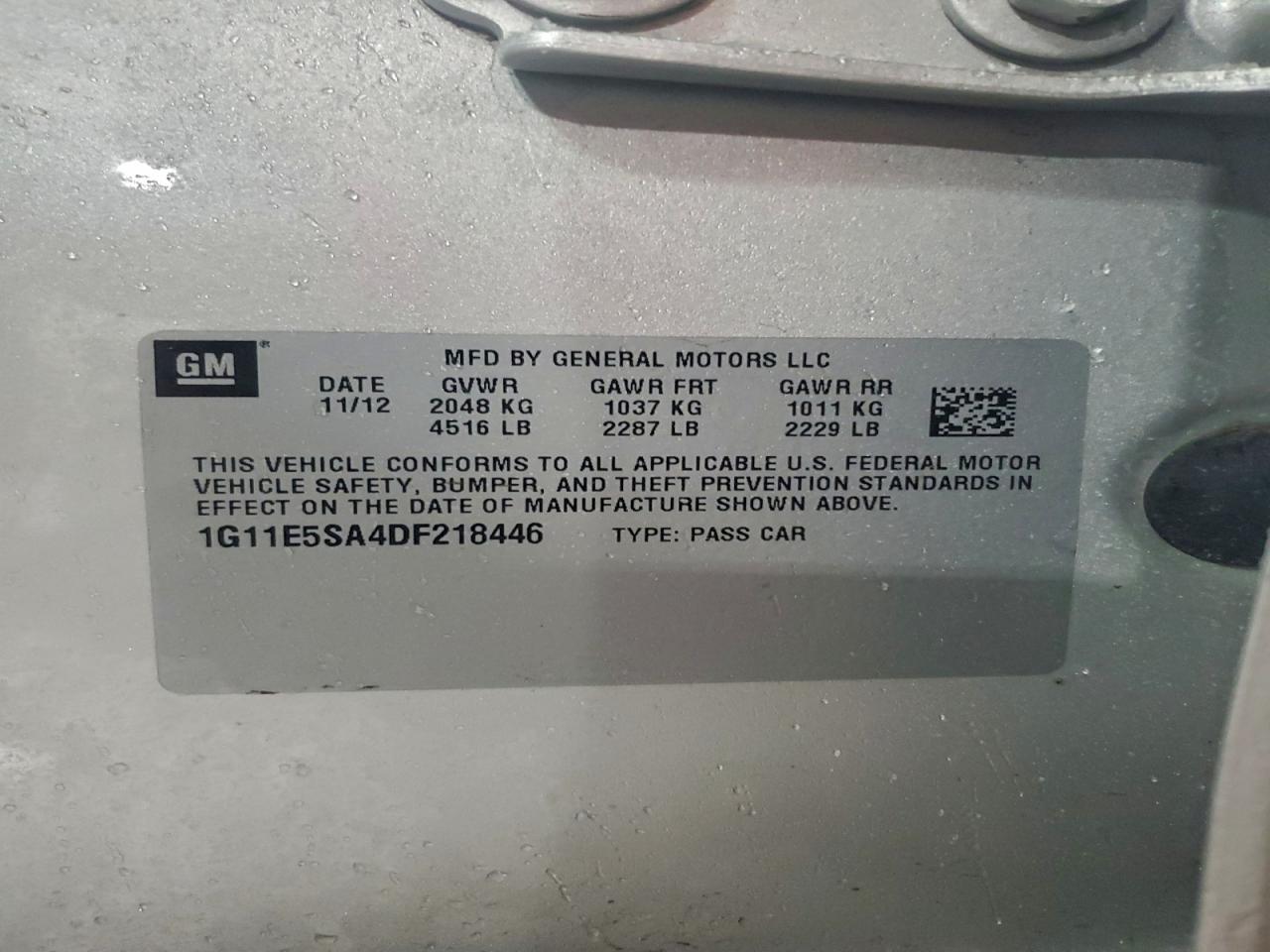 2013 Chevrolet Malibu 2Lt VIN: 1G11E5SA4DF218446 Lot: 96397175