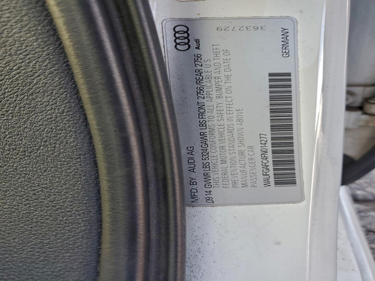 2015 Audi A6 Premium Plus VIN: WAUFGAFC4FN014277 Lot: 95924595