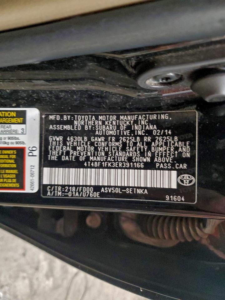 2014 Toyota Camry L VIN: 4T4BF1FK3ER391166 Lot: 96163295