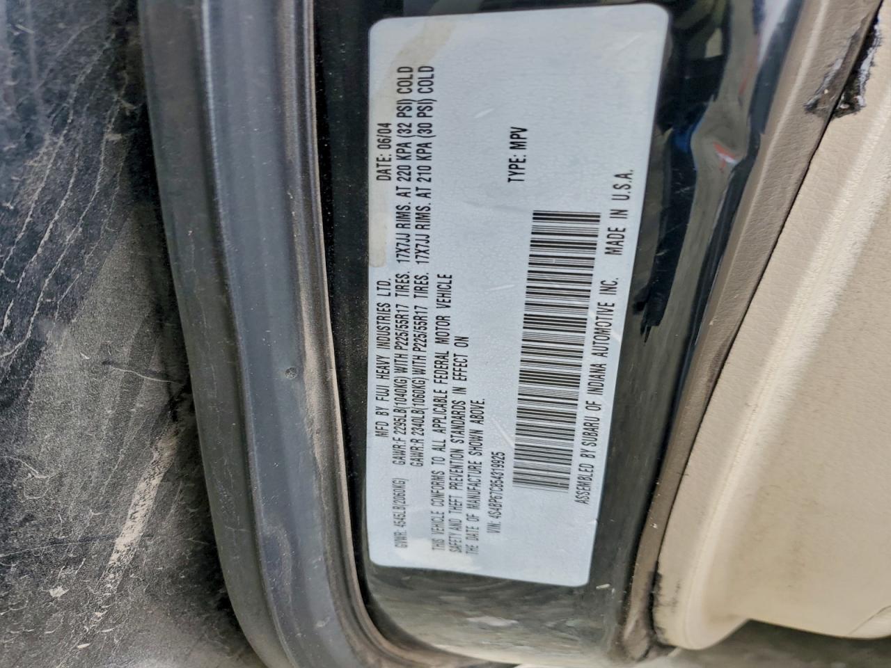 2005 Subaru Legacy Outback 2.5 Xt Limited VIN: 4S4BP67C854319925 Lot: 96002175