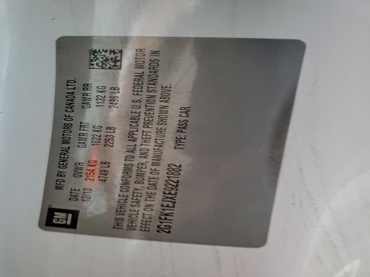 2014 Chevrolet Camaro 2Ss VIN: 2G1FK1EJXE9221882 Lot: 94239895