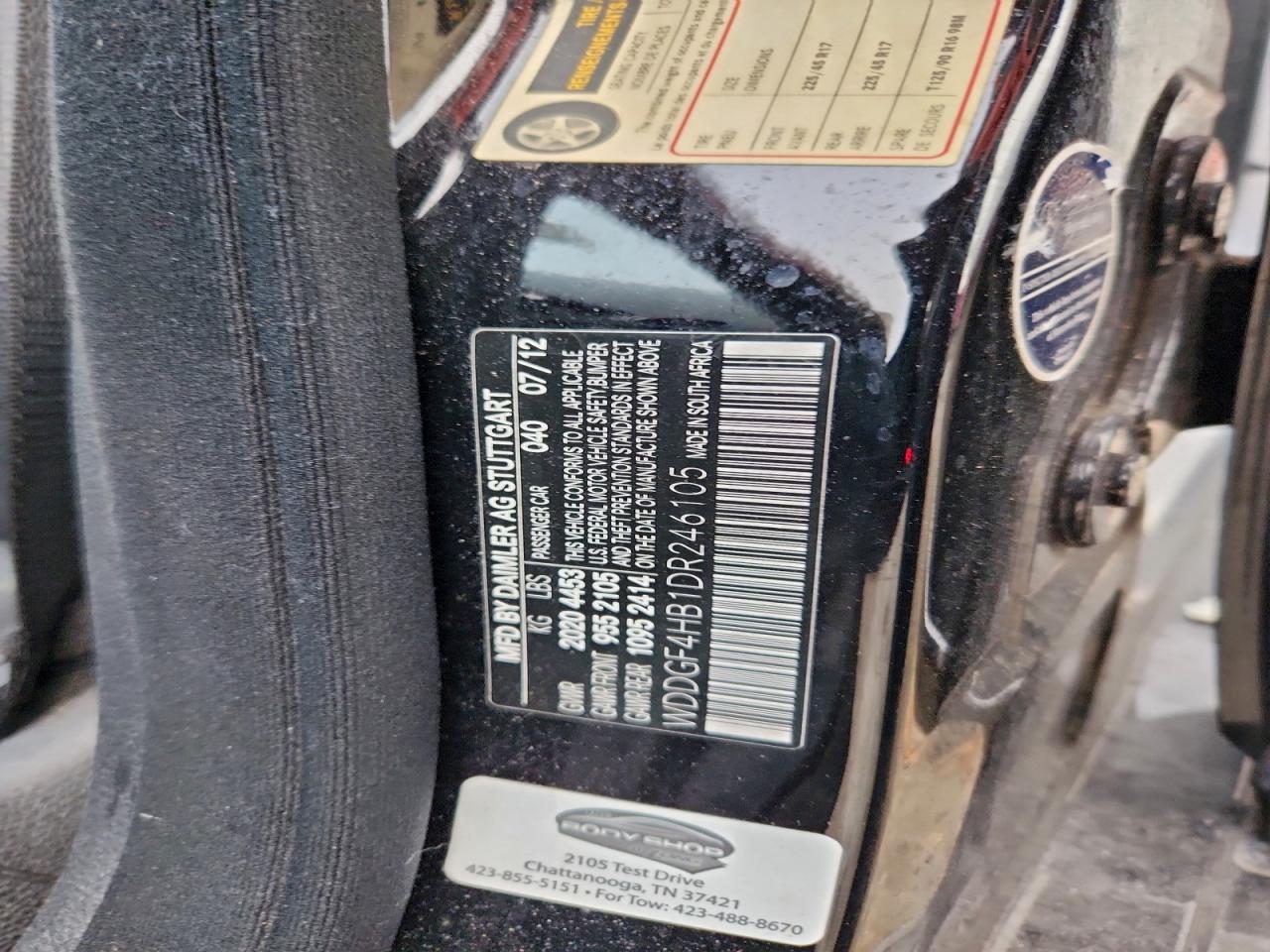 2013 Mercedes-Benz C 250 VIN: WDDGF4HB1DR246105 Lot: 95028975