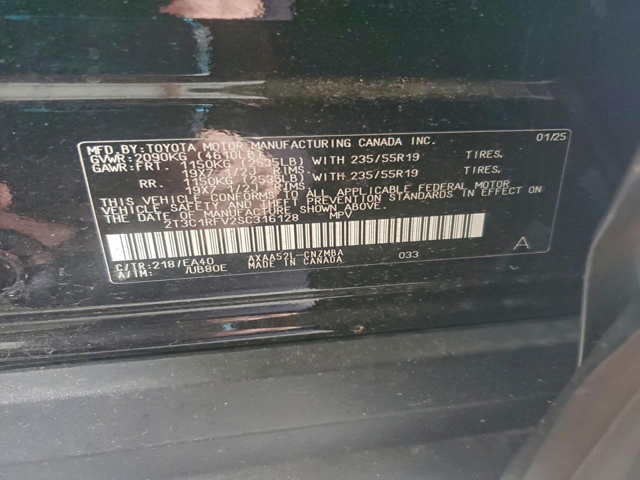 2025 Toyota Rav4 Xle Premium VIN: 2T3C1RFV2SC316128 Lot: 93690235