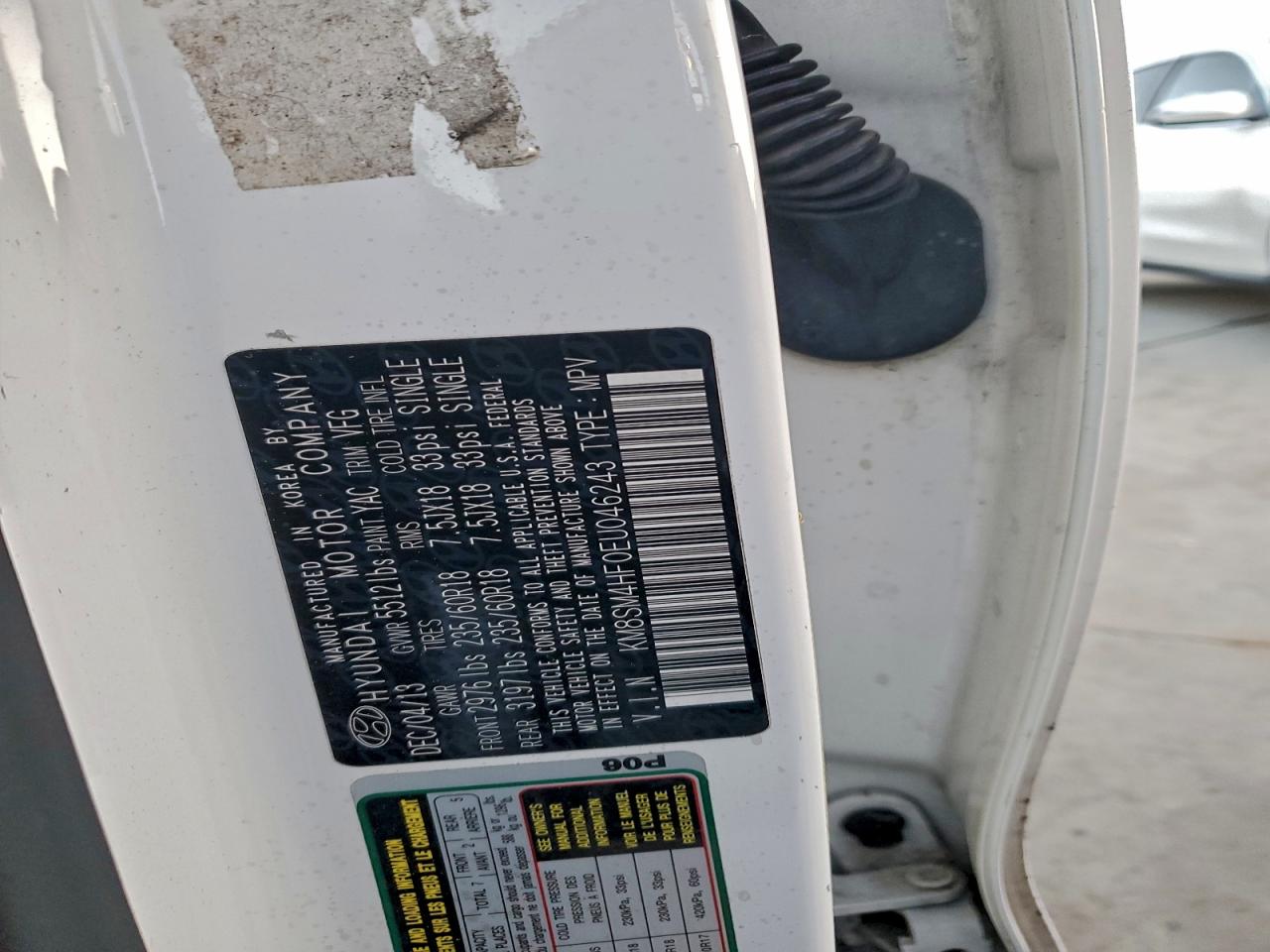 2014 Hyundai Santa Fe Gls VIN: KM8SM4HF0EU046243 Lot: 94878155