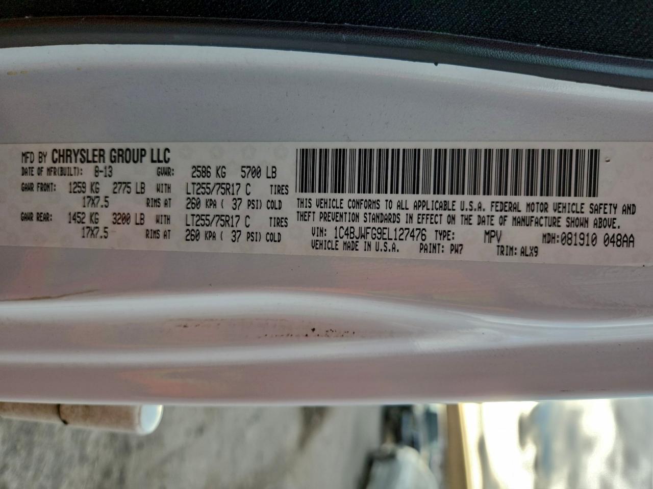 2014 Jeep Wrangler Unlimited Rubicon VIN: 1C4BJWFG9EL127476 Lot: 95995635