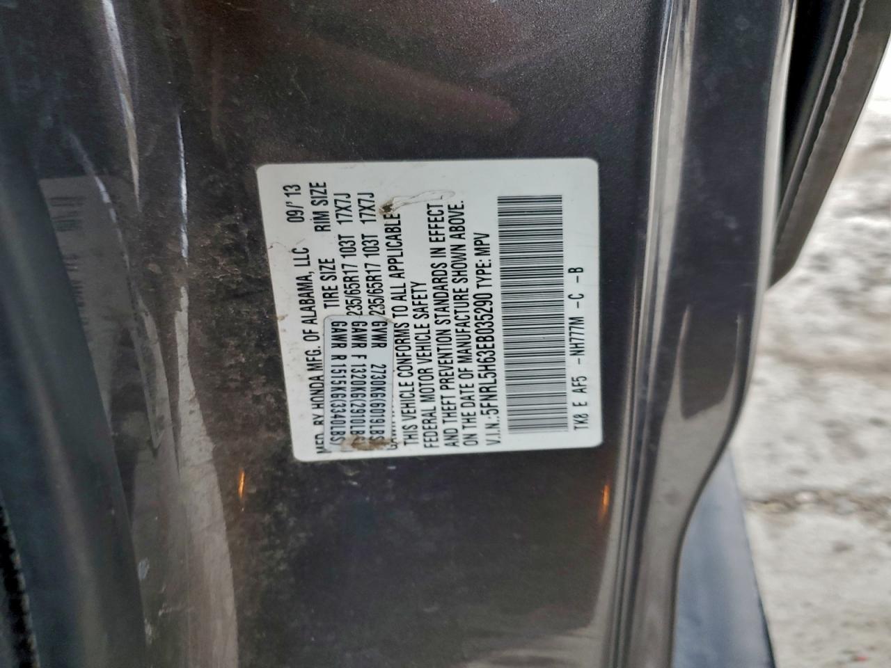 2014 Honda Odyssey Exl VIN: 5FNRL5H63EB035290 Lot: 95114315