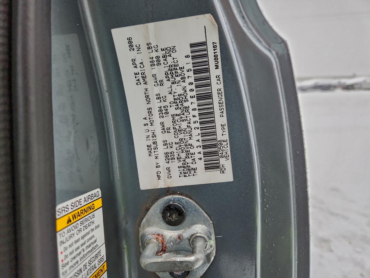 2007 Mitsubishi Eclipse Spyder Gs VIN: 4A3AL25F87E007518 Lot: 95445225