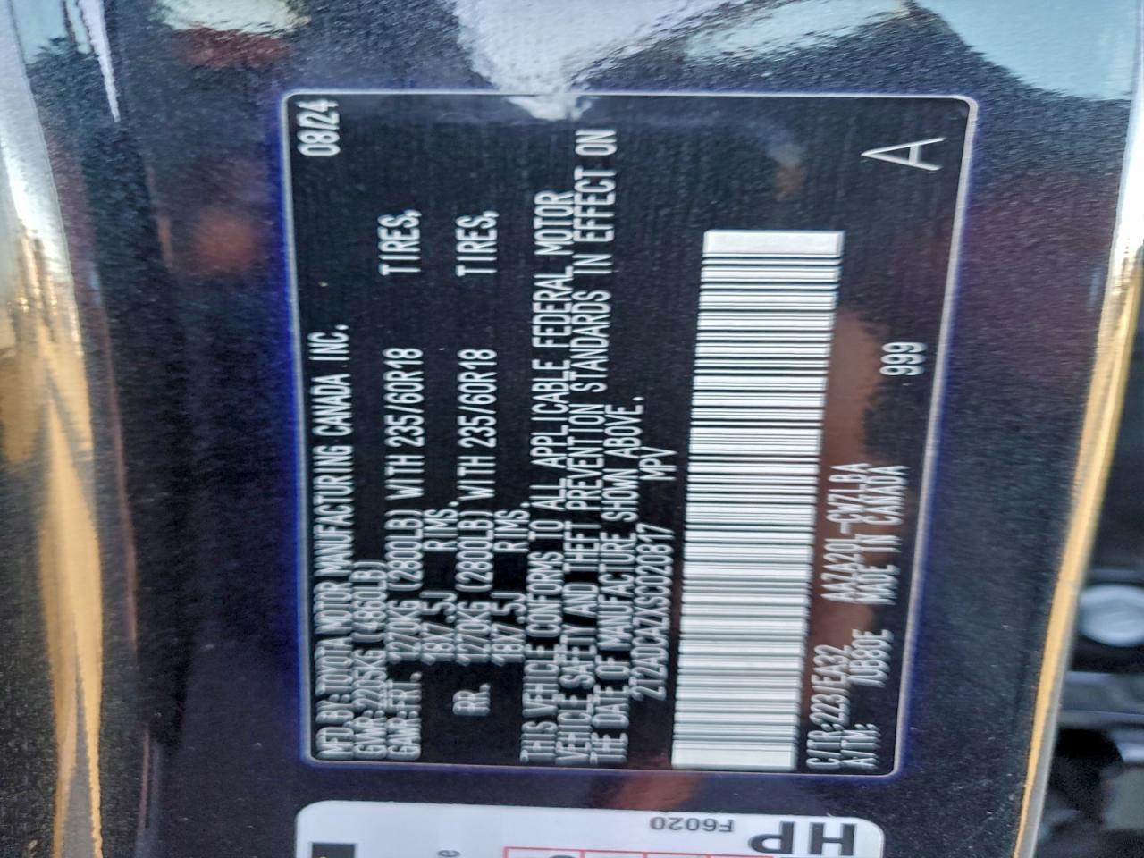 2025 Lexus Nx 250 Base VIN: 2T2ADCAZXSC020817 Lot: 95677315