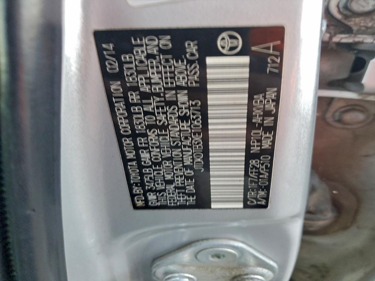 2014 Toyota Prius C VIN: JTDKDTB3XE1063713 Lot: 96581885