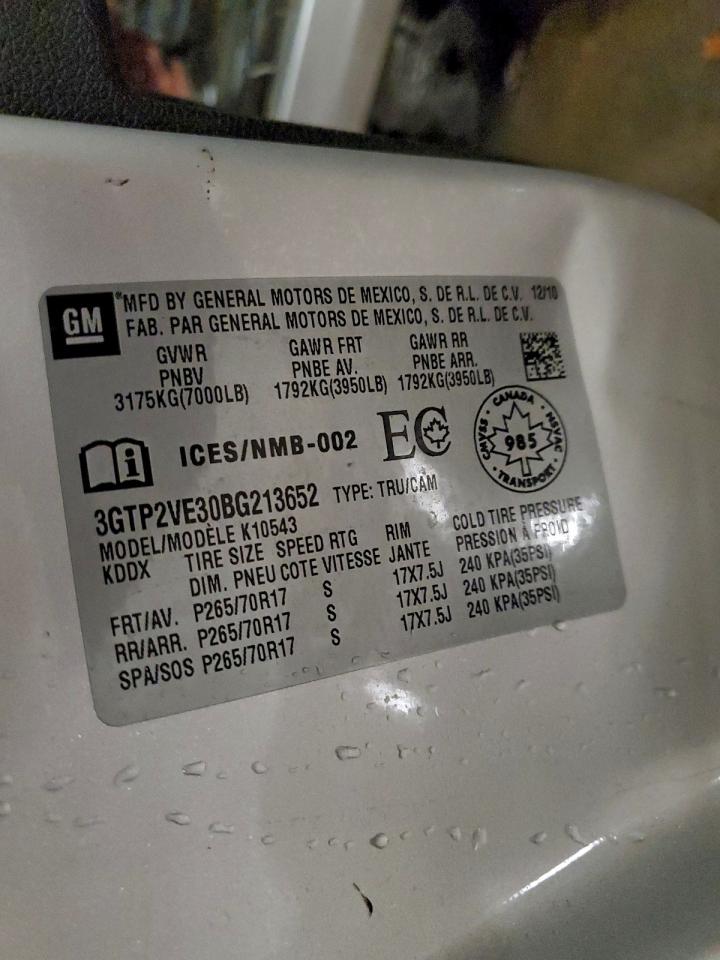 2011 GMC Sierra K1500 Sle VIN: 3GTP2VE30BG213652 Lot: 94825975