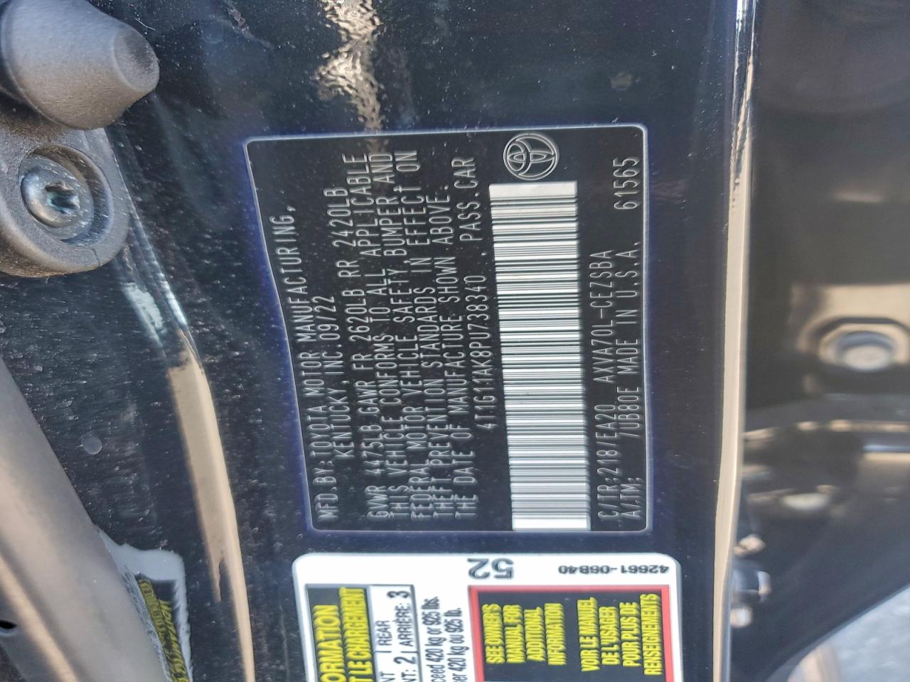 2023 Toyota Camry Se Night Shade VIN: 4T1G11AK8PU738340 Lot: 95152555