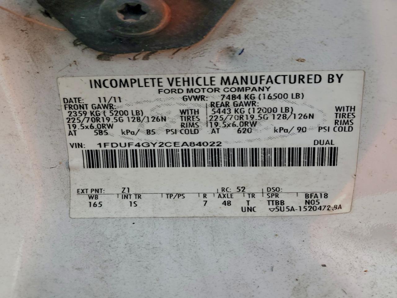 2012 Ford F450 Utility / Service Truck VIN: 1FDUF4GY2CEA84022 Lot: 95529185