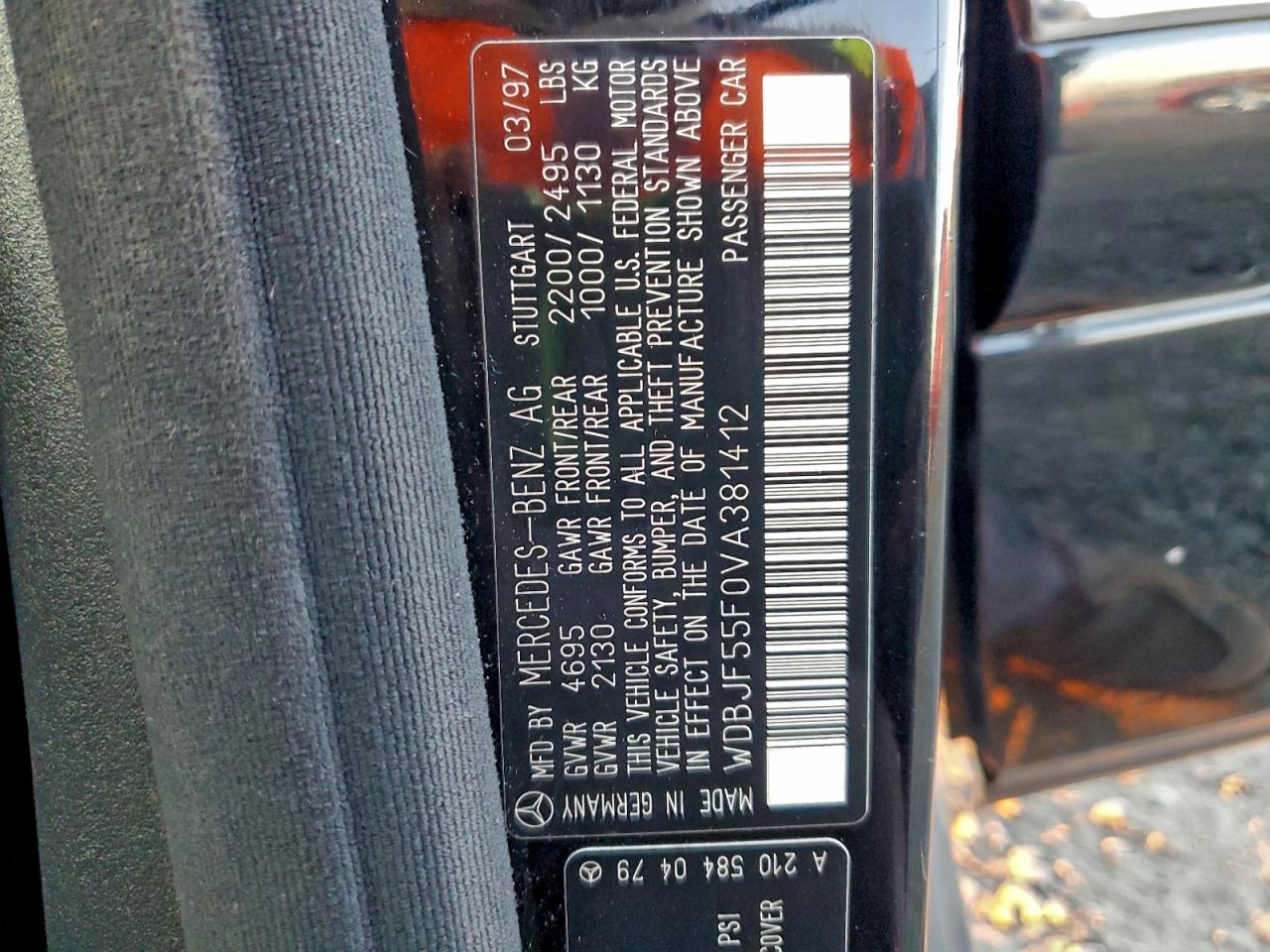 1997 Mercedes-Benz E 320 VIN: WDBJF55F0VA381412 Lot: 94896765