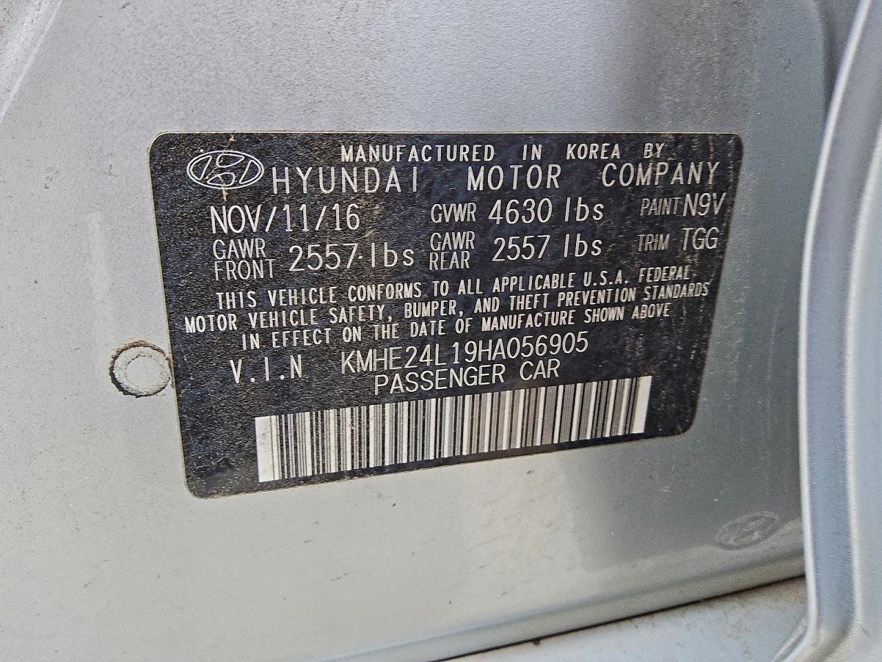 2017 Hyundai Sonata Hybrid VIN: KMHE24L19HA056905 Lot: 95553075