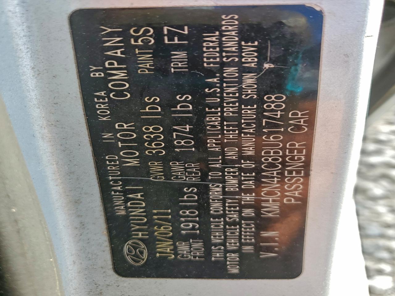 2011 Hyundai Accent Gls VIN: KMHCN4AC8BU617488 Lot: 95346225