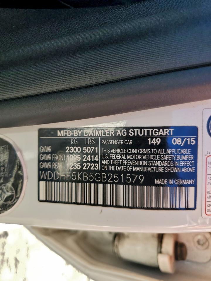 2016 Mercedes-Benz E 350 VIN: WDDHF5KB5GB251579 Lot: 96670255
