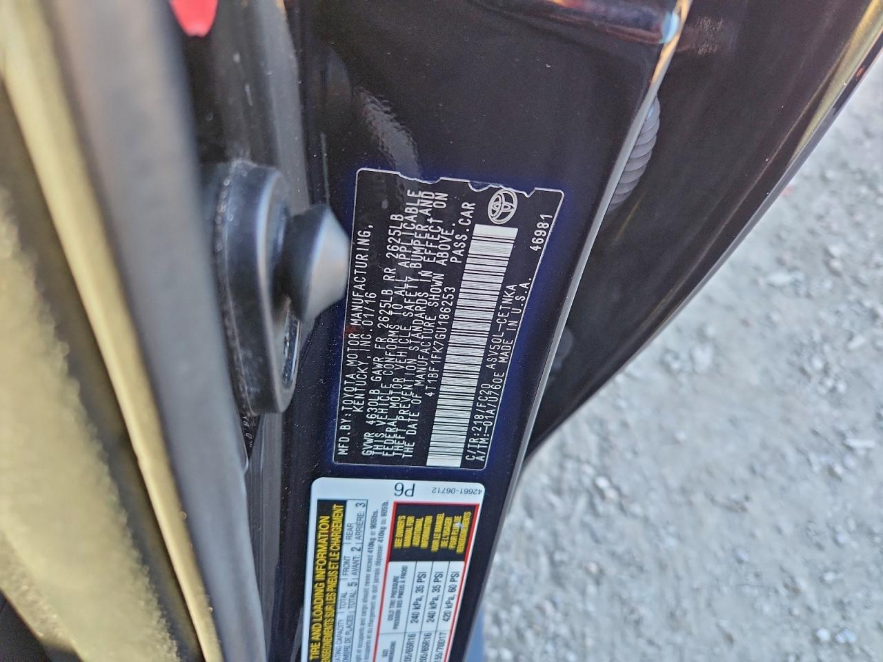 2016 Toyota Camry Le VIN: 4T1BF1FK7GU186253 Lot: 96213855