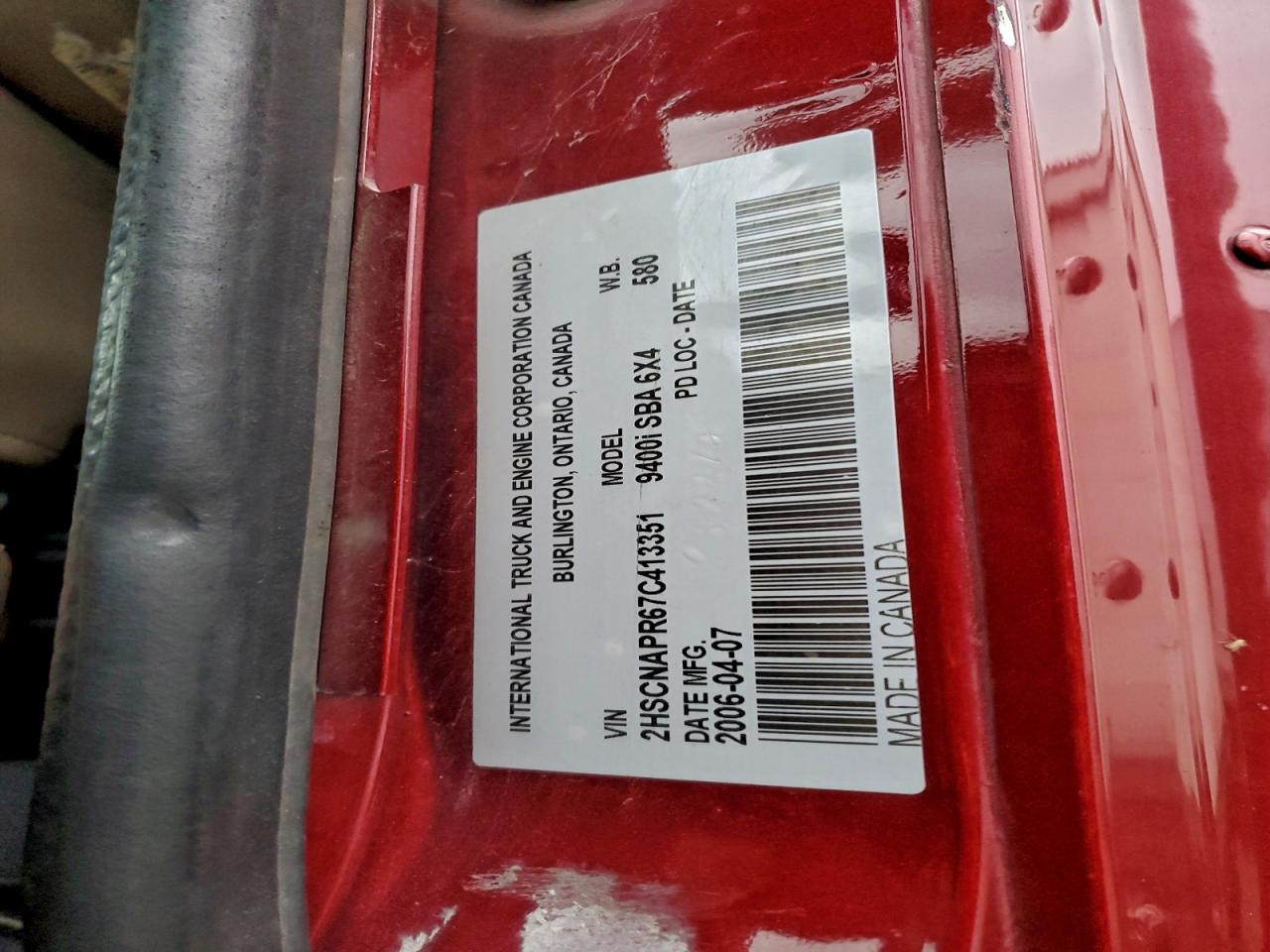 2007 International 9400 9400I VIN: 2HSCNAPR670413351 Lot: 95441765