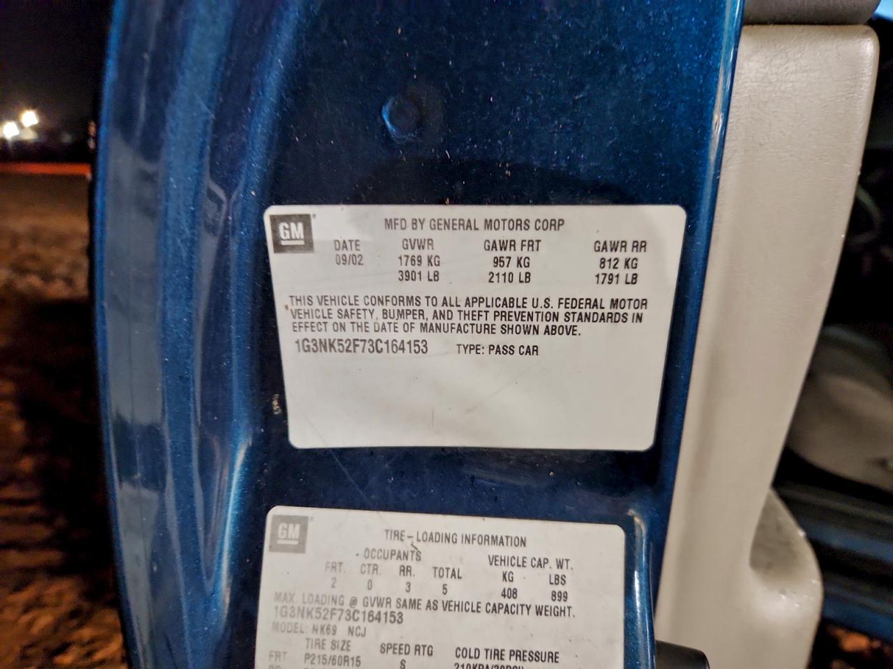 2003 Oldsmobile Alero Gx VIN: 1G3NK52F73C164153 Lot: 95102255