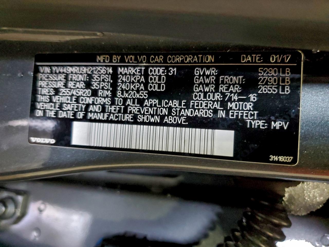 2017 Volvo Xc60 T6 Inscription VIN: YV449MRU9H2125614 Lot: 91019885