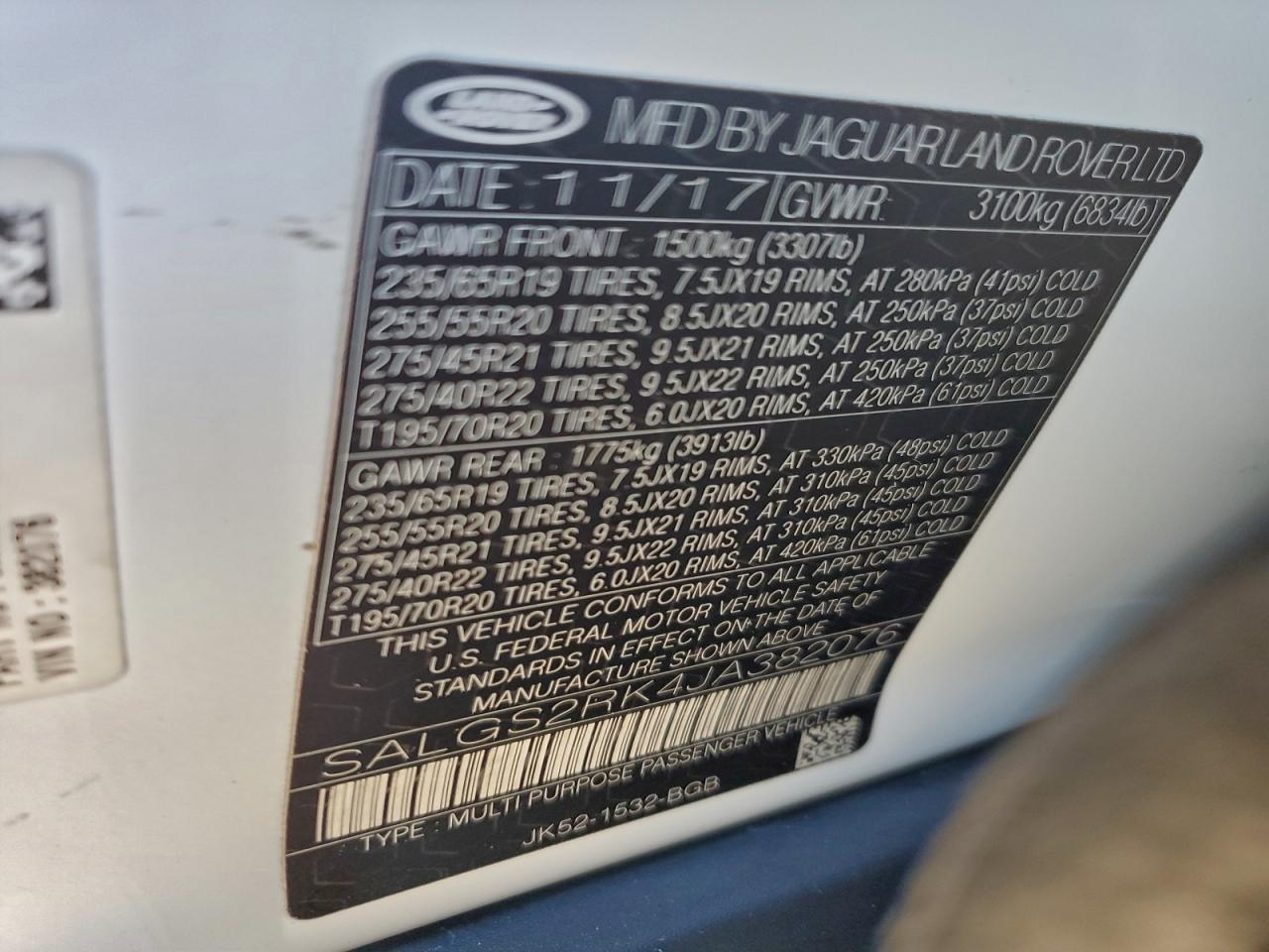 2018 Land Rover Range Rover Hse VIN: SALGS2RK4JA382076 Lot: 96304455